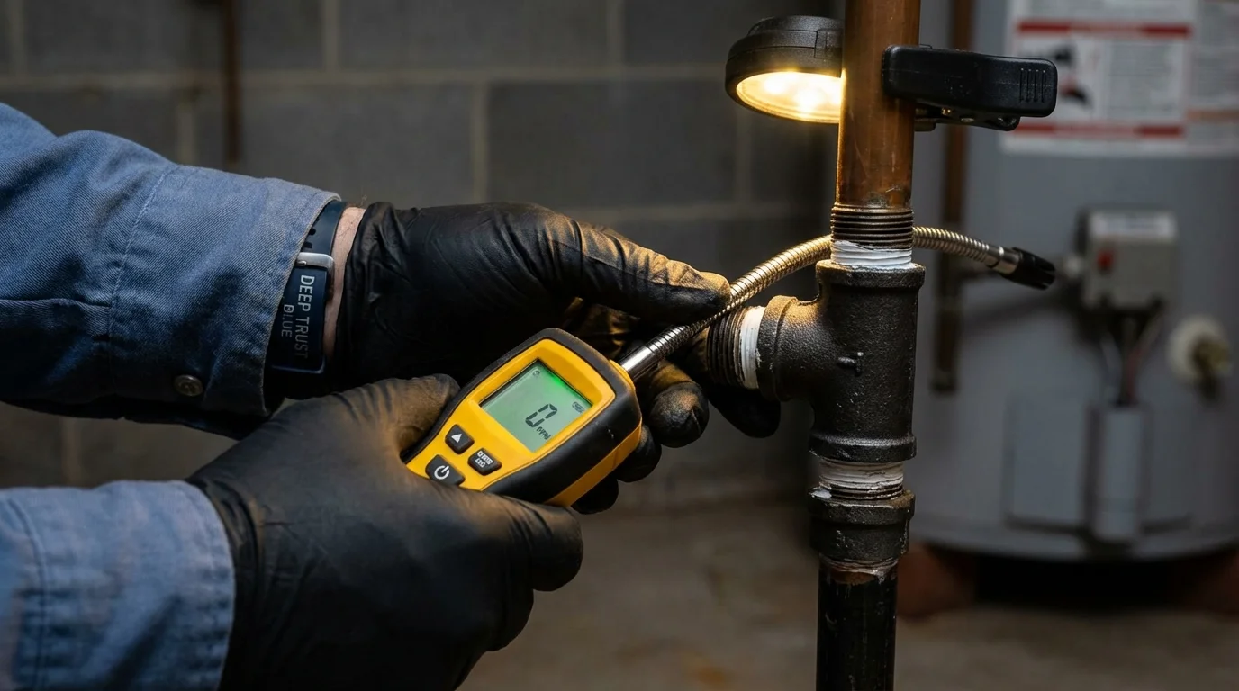 Gas leak detection with electronic sniffer by Johns Plumbing LLC in Sheldon